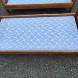 Pair of beds with twin box springs attributed to Maison Regain elm burl