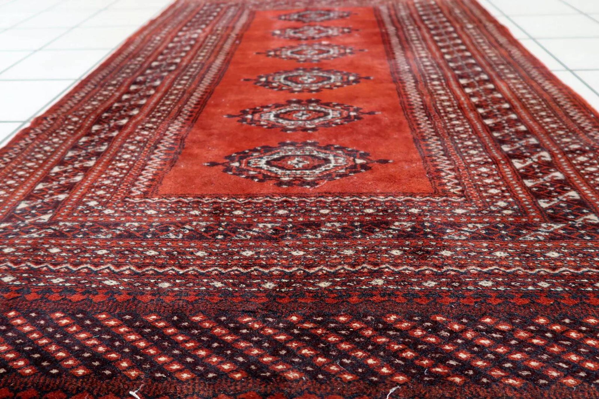 Tapis Boukhara ouzbek vintage fait main, 91 cm x 155 cm, années 1950