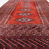 Handmade vintage Uzbek Bukhara rug 91cm x 155cm, 1950s