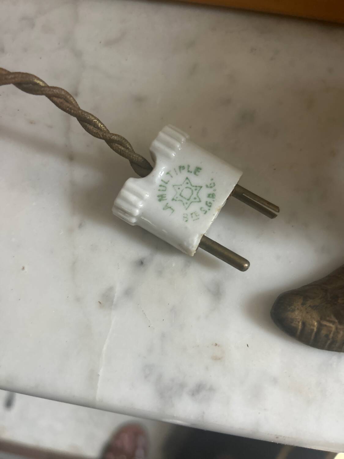 ART DECO SIGNED Snail Night Light - MOTHER-OF-PEARL BRONZE