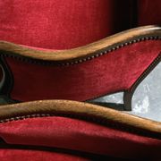 Pair of Louis XV style bergère armchairs in red velvet
