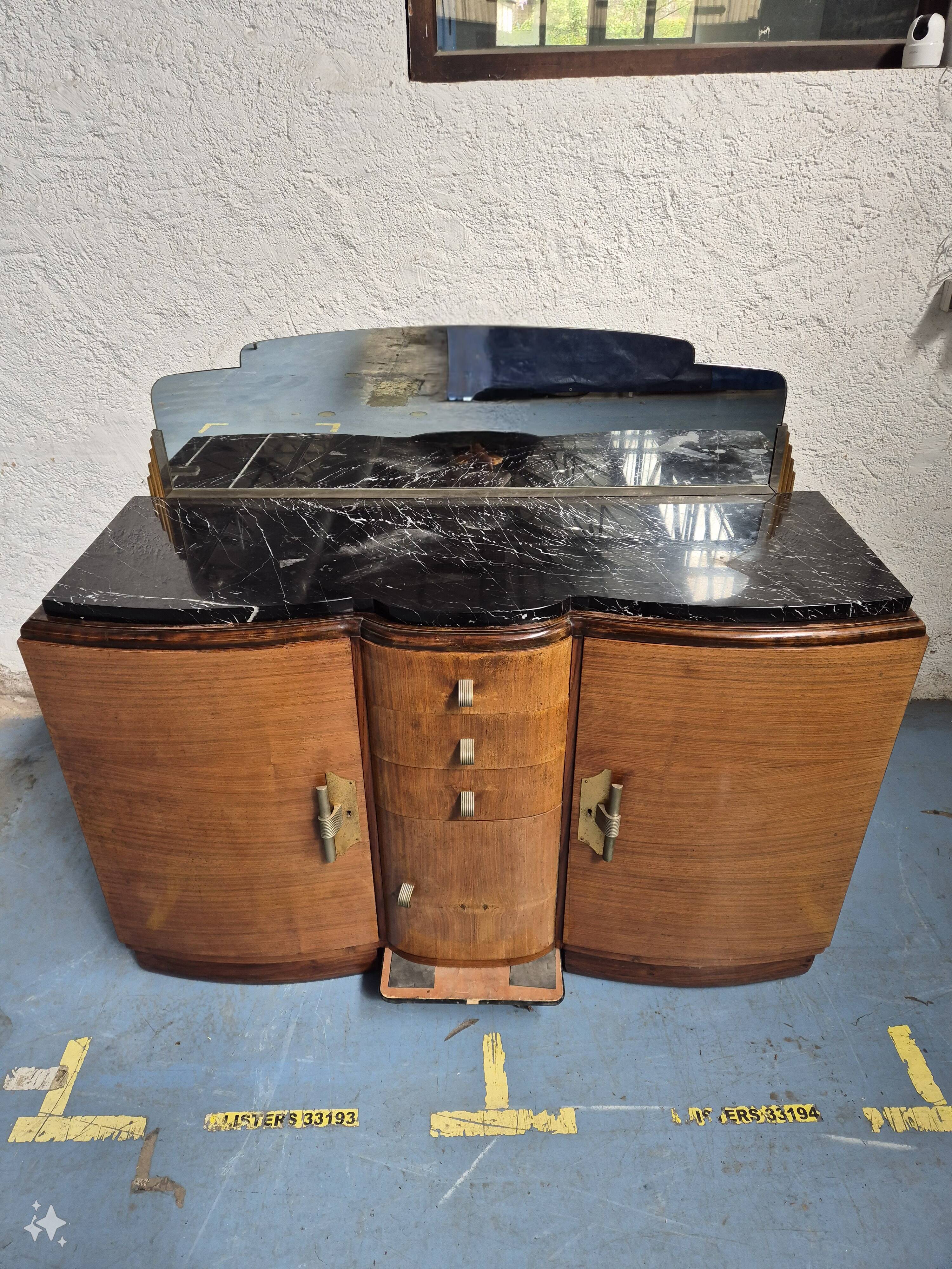 Marble top sideboard with mirror