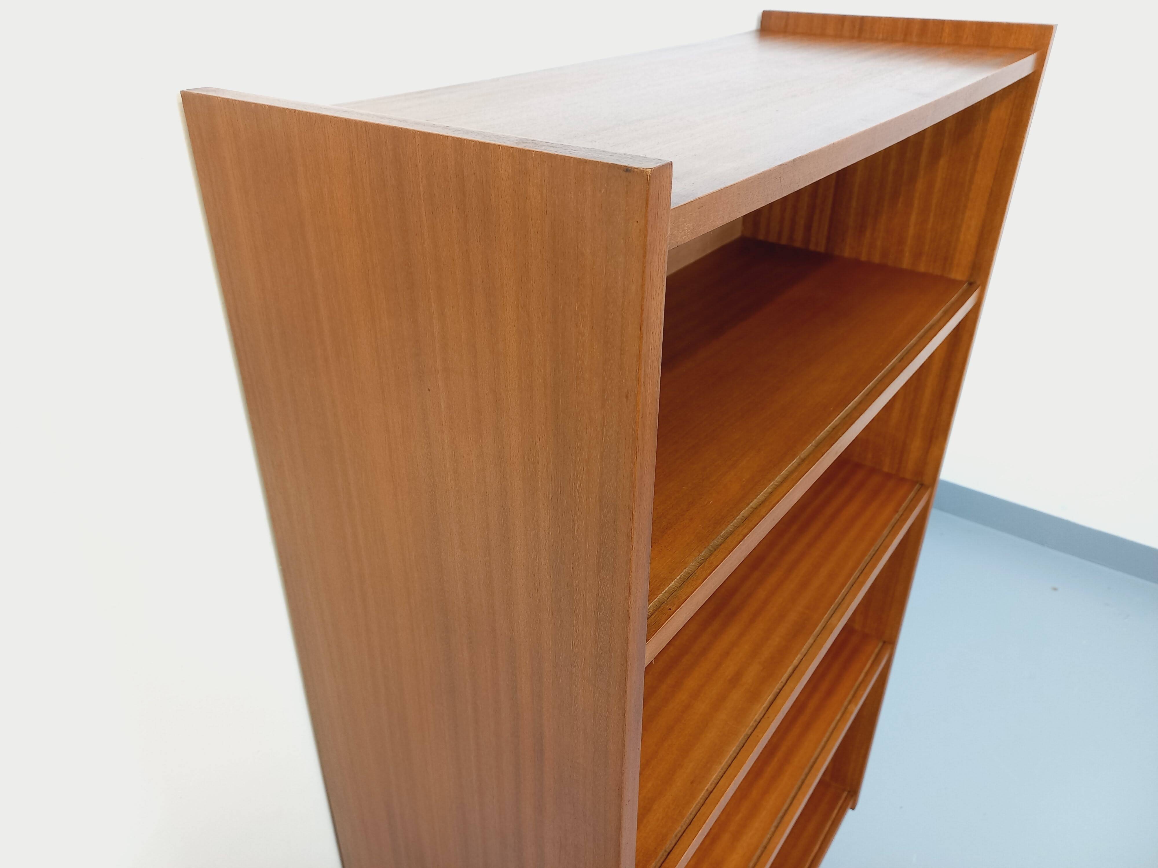 Vintage teak-style wooden bookcase from the 60s