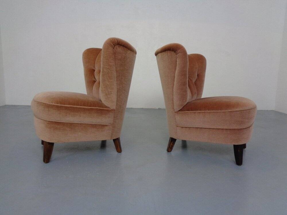 Mohair Club Chairs by Adolf Wrenger, Germany, 1950s, Set of 2