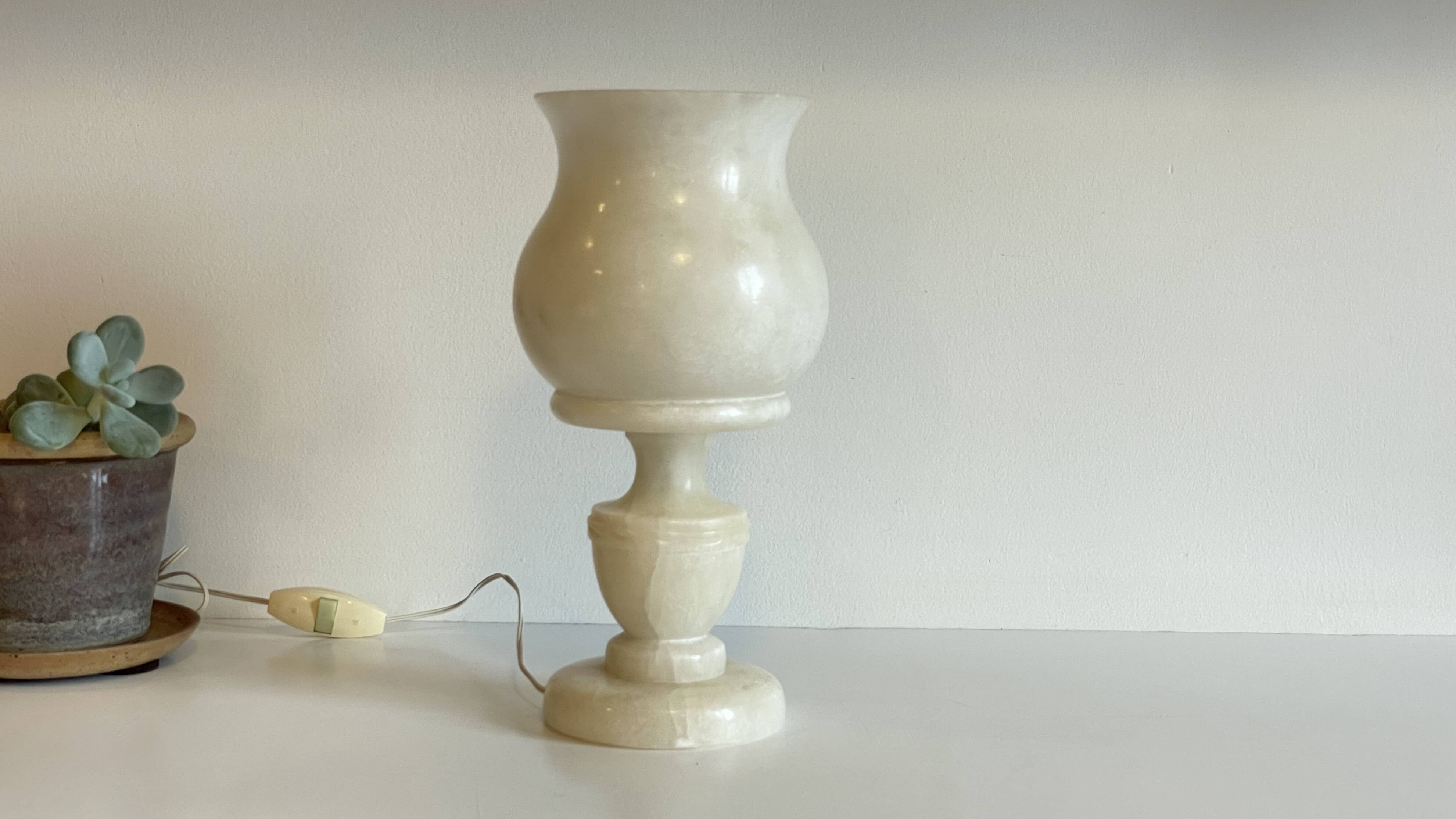 70s Tulip Lamp Alabaster Stone