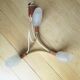 Set of 3-branched chandelier wood/brass/glass, 50-60s
