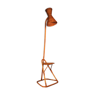 Rattan floor lamp 1950