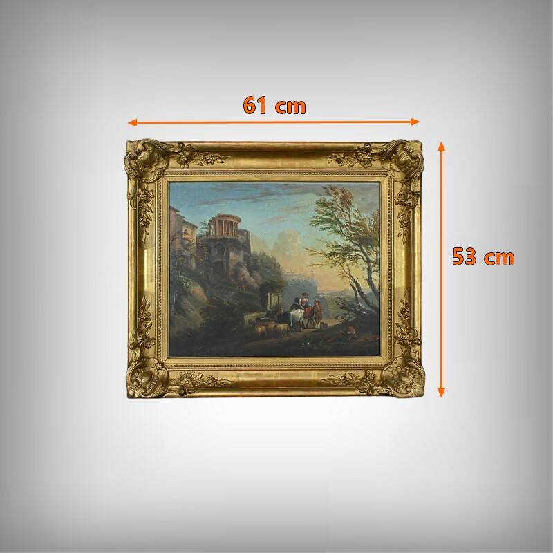 Painting “The Temple of Tivoli”, Italy – Late 19th century