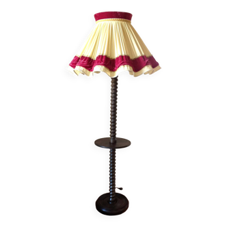 Wooden floor lamp turned in the spirit of Charles Dudouyt / art deco style