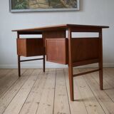 Danish teak desk by Gunnar Nielsen for Tibergaard, 1960s