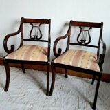 Pair of Charles X style Lyre-backed armchairs