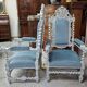 Pair of ceremonial armchairs in carved wood – Twisted columns