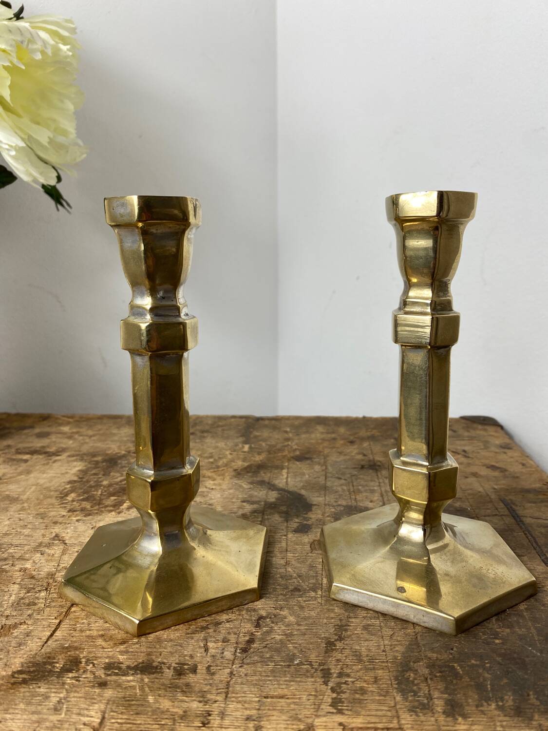 Pair of brass candlesticks