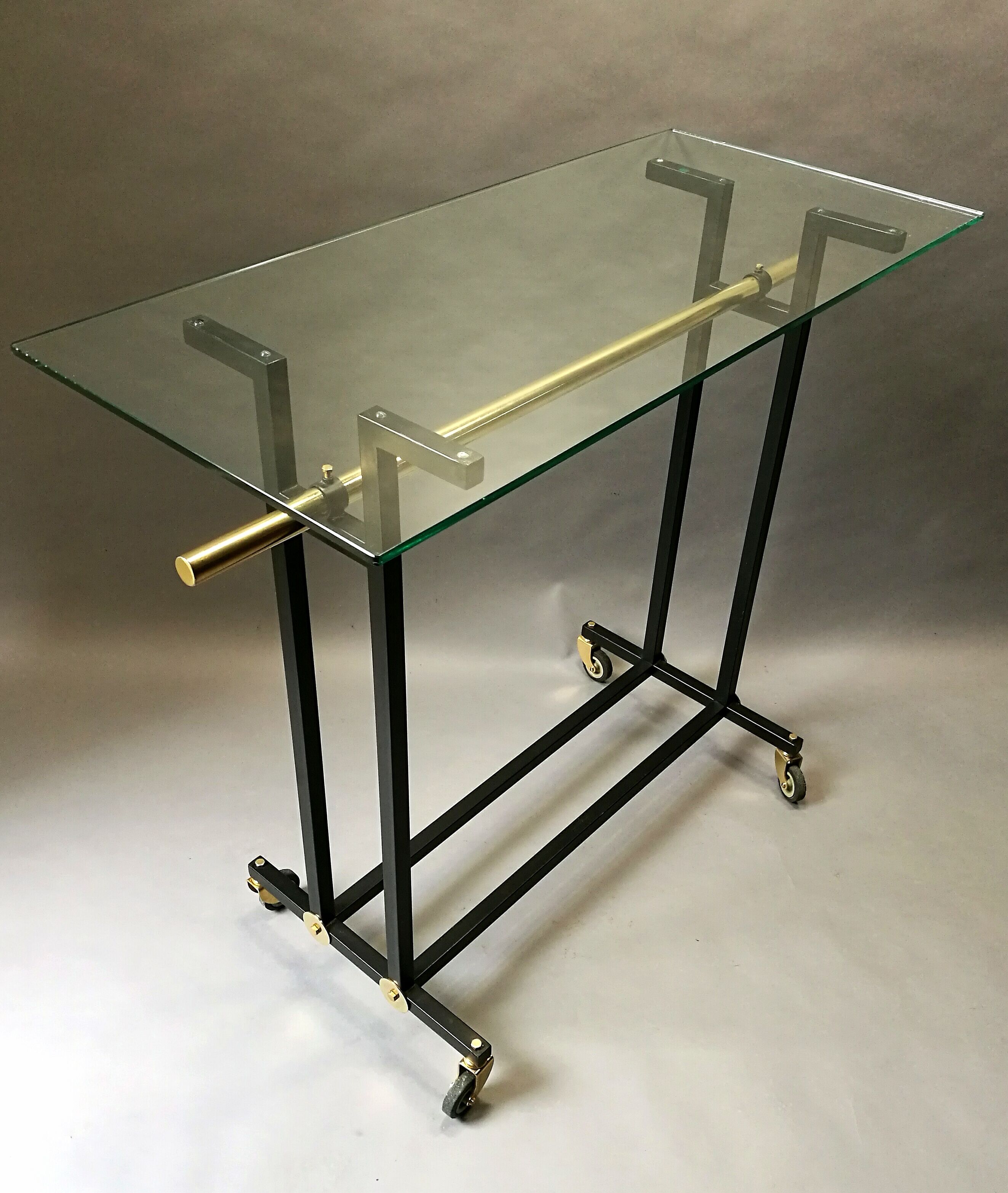 Serving table 70s black and brass