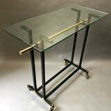 Serving table 70s black and brass