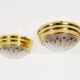 Pair of vintage brass ceiling lights with glass globe