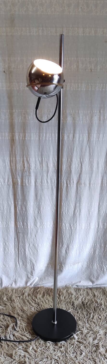 Eyeball type floor lamp/reading light in chrome metal - 1970s