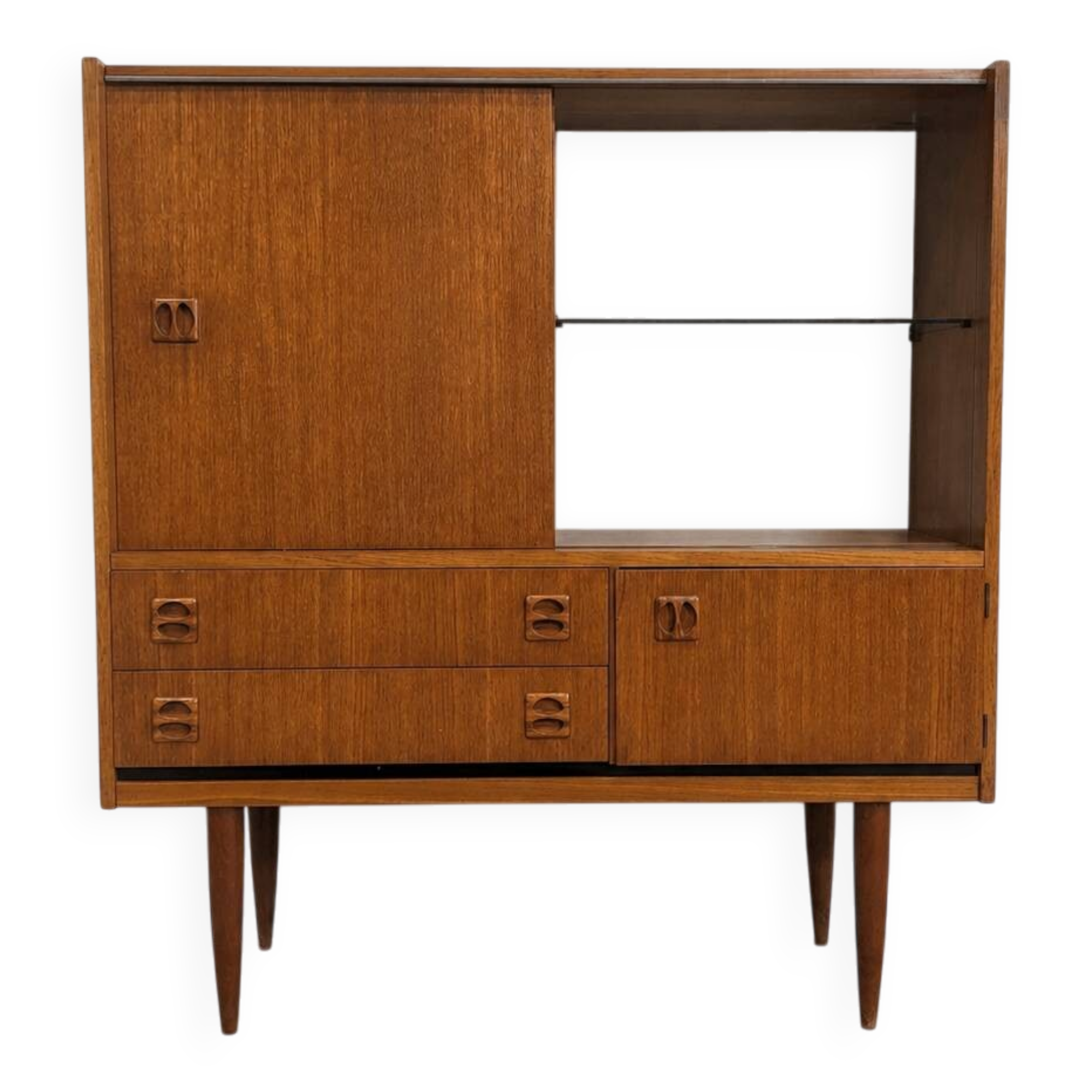 Highboard compact scandinave en teck, circa 1960