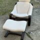 Ensemble de fauteuils et poufs scandinaves vintage en bois courbé, années 1970