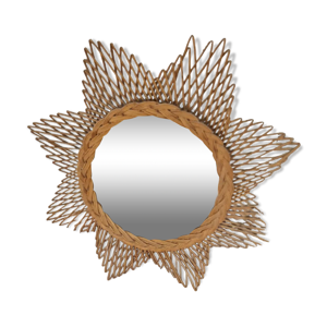 Miroir soleil en rotin, années