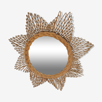 Rattan sun mirror, year 60, 73 cm