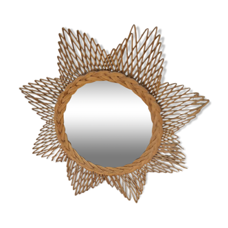 Rattan sun mirror, year 60, 73 cm
