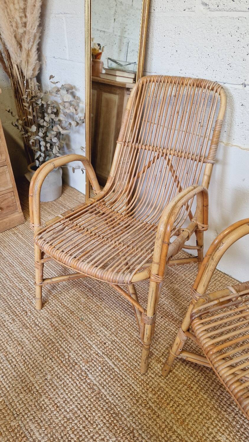 Pair of rattan armchairs
