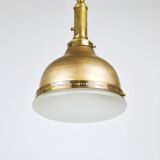 Art Nouveau pendant lamp in brass and glass from the 1920s, ceiling light, Jena, Germany.