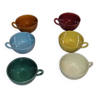 6 multicolor coffee cups - vintage