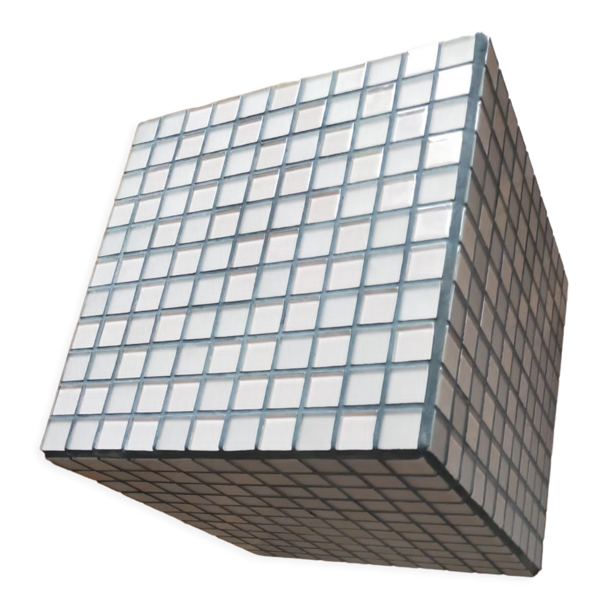 Ceramic tile cube, stool end of sofa
