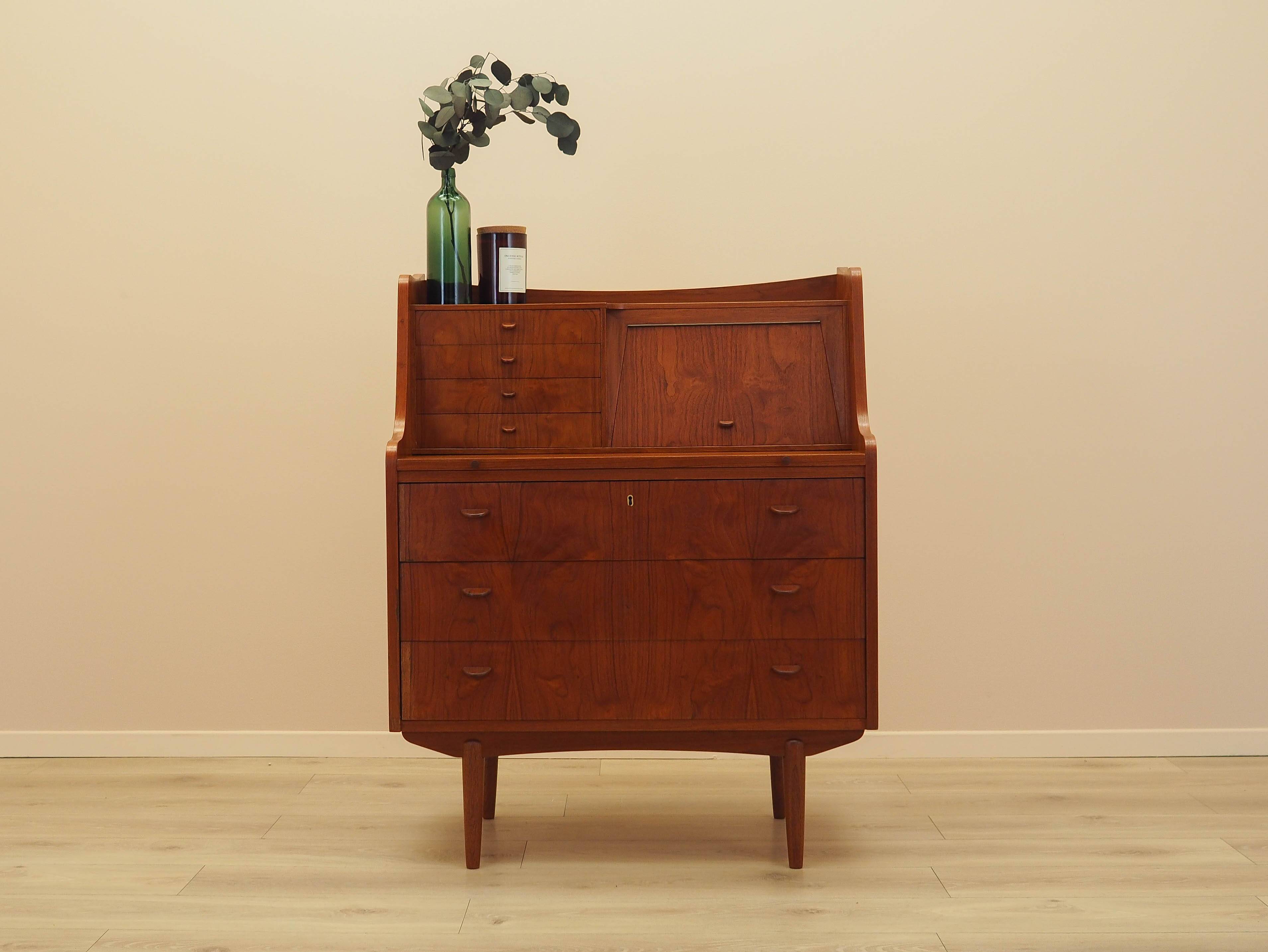 Bureau secrétaire en teck, design danois, années 1970, fabricant : AG Spejl Kobberbes