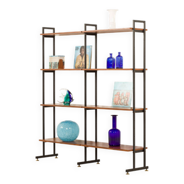 Italian free standing shelving unit or room divider in teak, 1970s