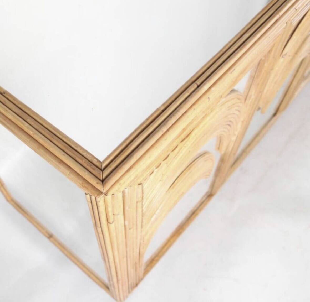 Mirrored and rattan sideboard