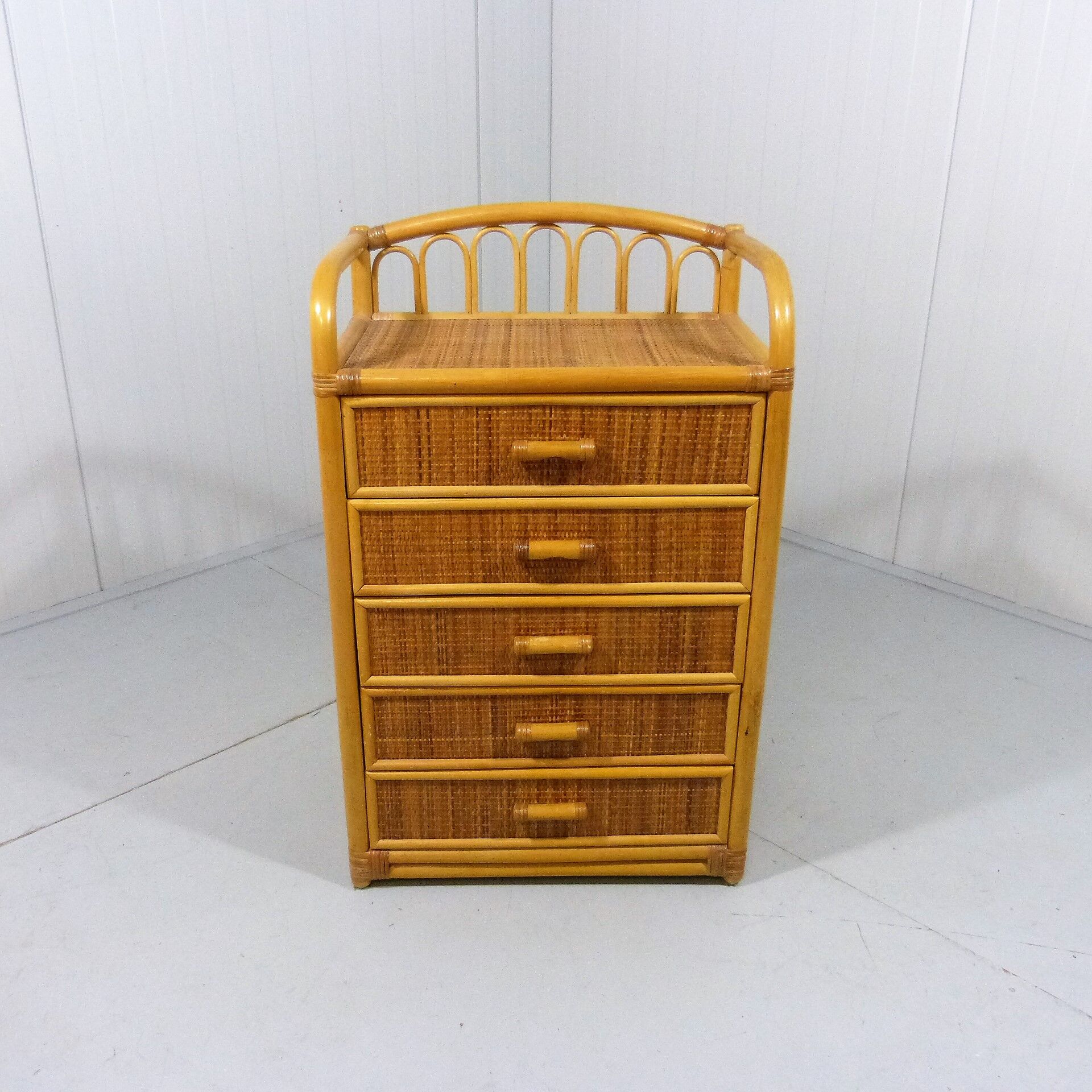 Rattan & wicker chest of drawers, 1980’s