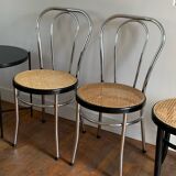 Chaises bistrot chrome et cannage