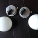 Pair of globe half moon ceiling lights in opaline vintage 60s-70s
