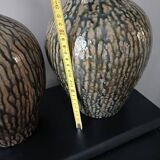 Pair of glazed and veined stoneware vases