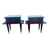 Pair of mid-century lacquered wooden bedside tables from the 1950s.
