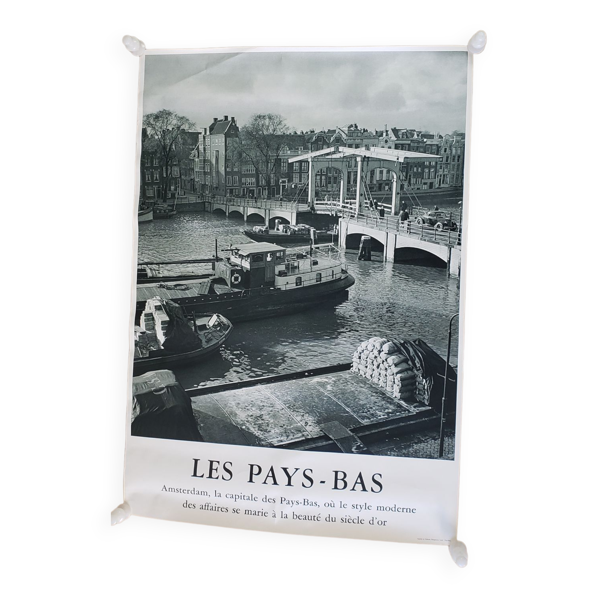 Vintage 50s tourism poster amsterdam