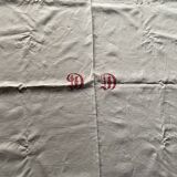 Antique rectangular linen winegrower's tablecloth