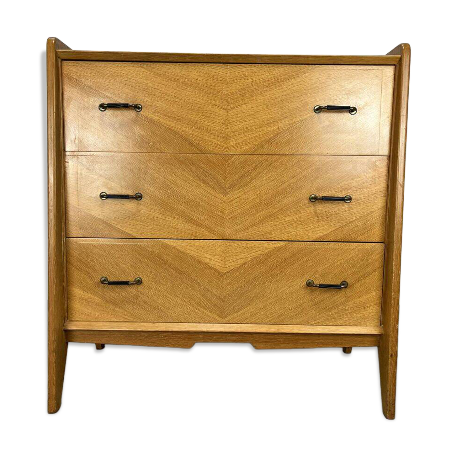 Scandinavian commode with compass legs, 1950s, light oak.