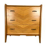 Scandinavian commode with compass legs, 1950s, light oak.