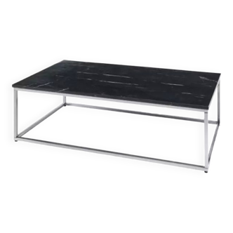 Coffee table in black marble and chrome structure la norma