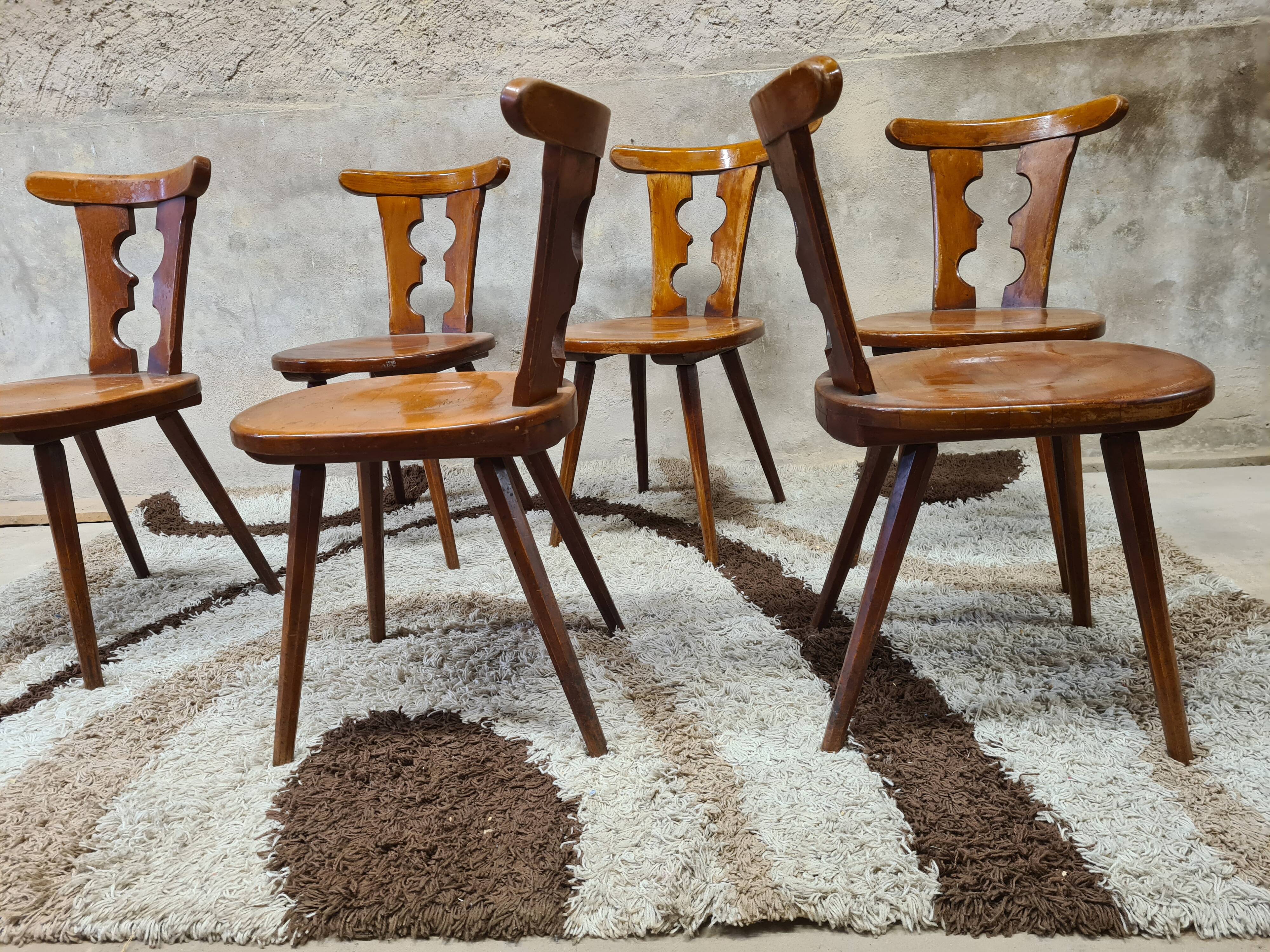 Set of 6 chairs brutalist bistro Bombenstabil year 1960