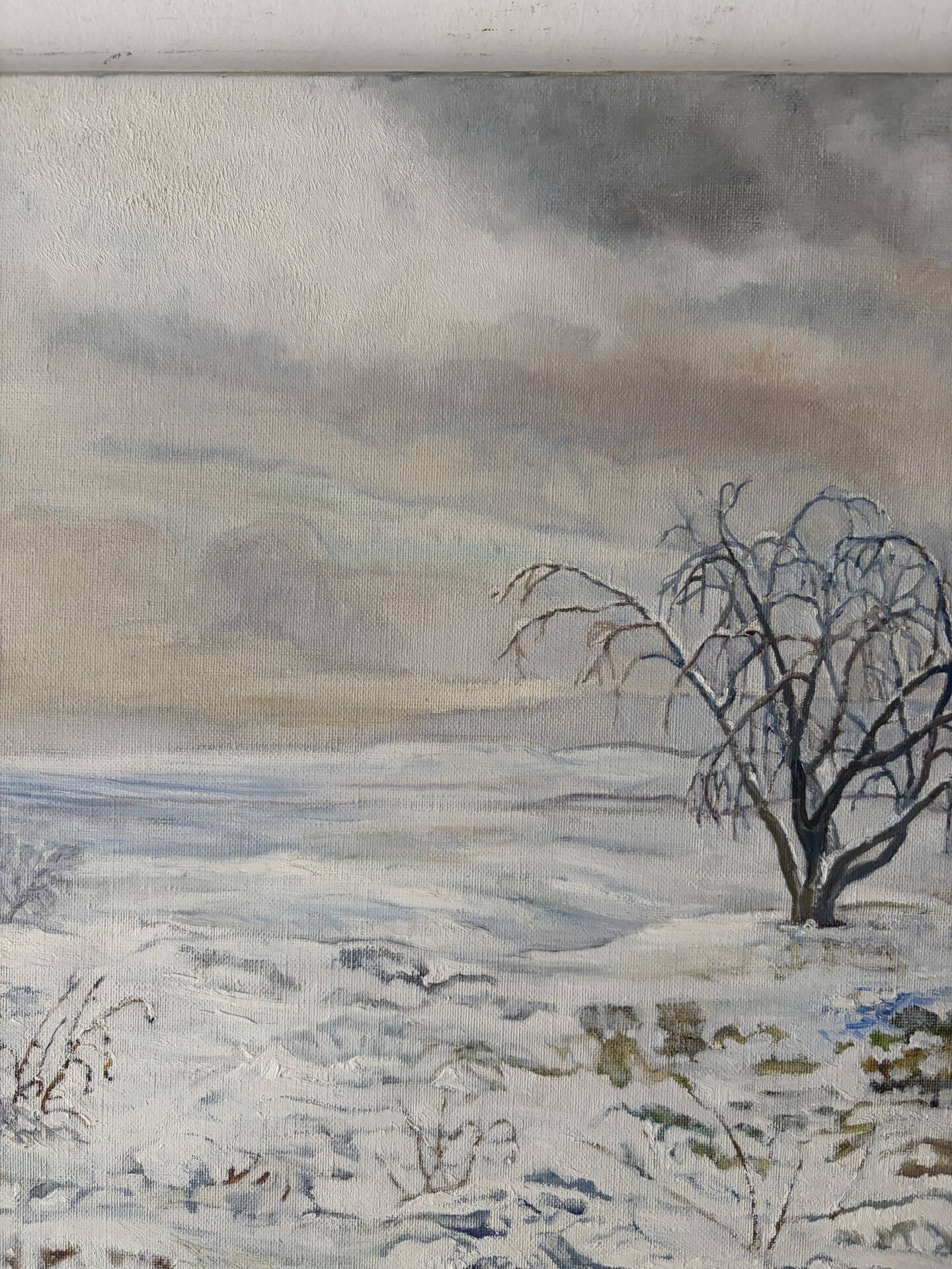 Winter landscape, oil on canvas signed Maurice Bouillot 1971