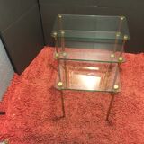 Tables gigognes en laiton et verre