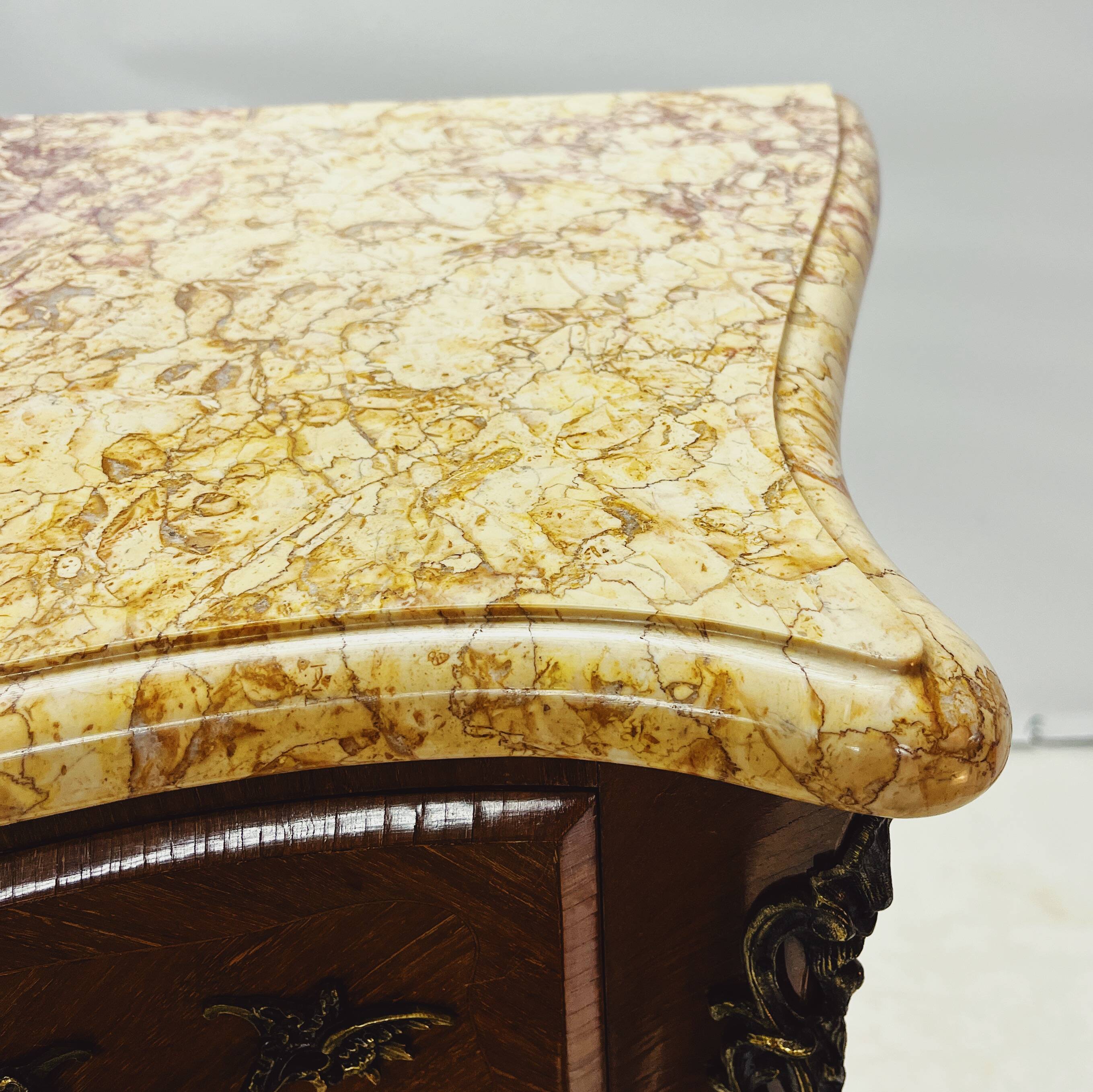Elegant Louis XV Walnut Chest of Drawers with Marble Top
