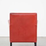 Fauteuil en cuir de mouton rouge