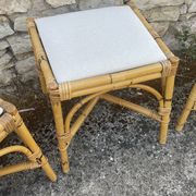 4 tabourets vintage bambou et rotin – années 60/70