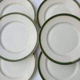 Set 6 porcelain plates Aux Lions de Faïence 1920 imperial green and gold